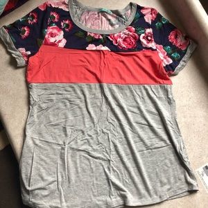 Color Block Shirt/ Floral